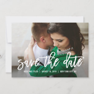 Trouwkaart met Geborstelde Calligrafie Save The Da Kaart