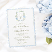 Trouwkaart met gegolfde Hydrangea-kroon Kaart