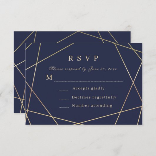 trouwkaart met geometrisch ontwerp RSVP kaartje (Voorkant / Achterkant)