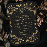 Trouwkaart met Gold Sun en Moon Tarotkaart Kaart<br><div class="desc">Ontdek de mysterieuze charme van je bruiloft met onze trouwkaarten geïnspireerd op tarot! Deze kaarten zetten een betoverende toon voor je grote dag,  met een stralende zon en maan in luxe zwart en goud. LET OP het goud dat in dit ontwerp is gebruikt is GEEN echt folie.</div>