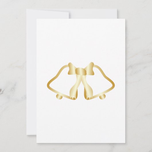 Trouwkaart met gouden bel en lint Save The Date (Achterkant)