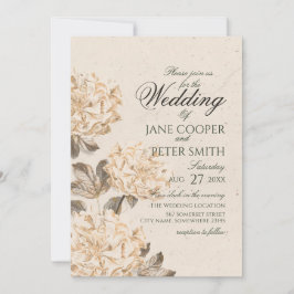 Trouwkaart met gouden bloemen kaart