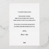 Trouwkaart met gouden folie monimal script bedankb uitnodiging (Achterkant)