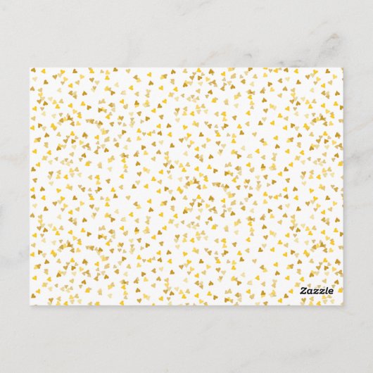 Trouwkaart met gouden harten confetti Save the Dat Briefkaart (Achterkant)