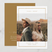 Trouwkaart met gouden lijst Foto Save The Date (Voorkant / Achterkant)