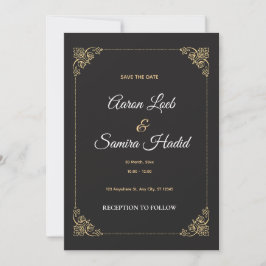 Trouwkaart met gouden rand Save the Date Elegant Kaart
