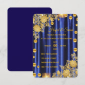 Trouwkaart met gouden spiegel, Uitnodiging met gou (Voorkant / Achterkant)