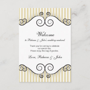 Trouwkaart met gouden strepen in vintage-stijl informatiekaartje