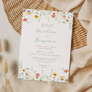 Trouwkaart met grillige lente wilde bloemen kaart