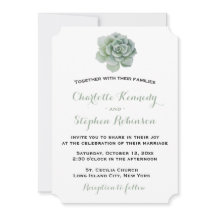 Trouwkaart met groene succulenten en cactus bloemm