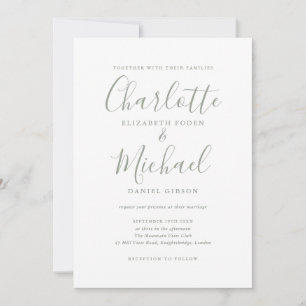 Trouwkaart met handtekening in Sage Green Kaart