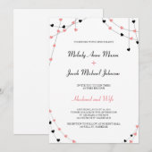 Trouwkaart met harten kaart (Voorkant / Achterkant)