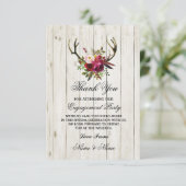 Trouwkaart met hertenhoorns en bloemen bedankkaart (Staand voorkant)