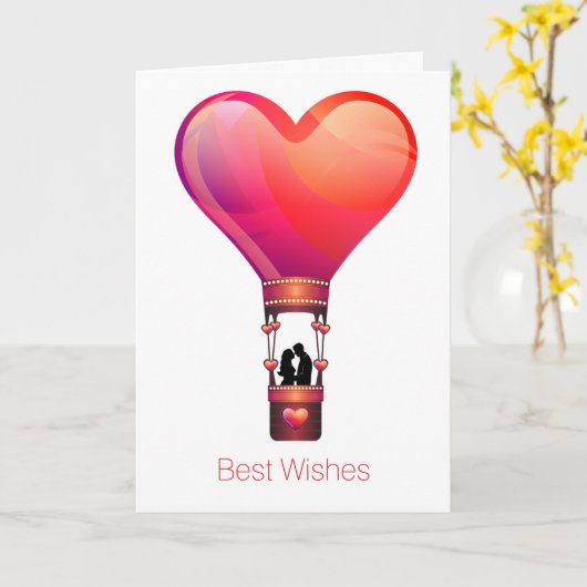 Trouwkaart met het hete luchtballon-hart kaart (Gele Bloem)