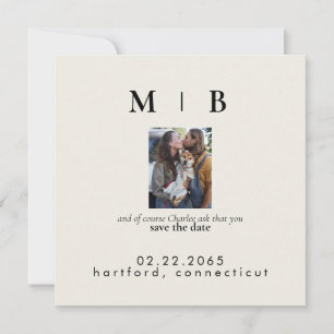 Trouwkaart met huisdier foto voor stel kaart
