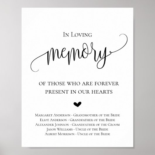 Trouwkaart met 'In liefdevolle herinnering' Poster (Voorkant)