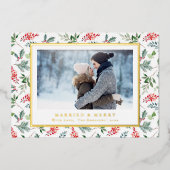 Trouwkaart met Kerstmis en Goud Folie Folie Feestdagenkaart (Voorkant)