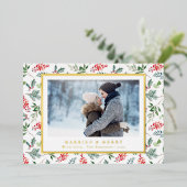 Trouwkaart met Kerstmis en Goud Folie Folie Feestdagenkaart (Staand Voorkant)