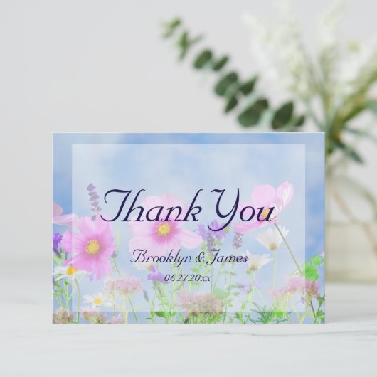 Trouwkaart met kleine bloemen bedankt voor je cade (Staand voorkant)