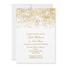 Trouwkaart met kleine gouden stippen confetti