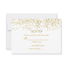 Trouwkaart met kleine gouden stippen confetti mode