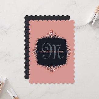 Trouwkaart met kleine orchidee roze monogram kaart