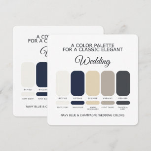 Trouwkaart met kleurenpalet Navy Blauw en Champagn Kaart