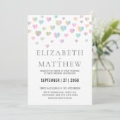 Trouwkaart met Kleurrijke Harten Elegant Aankondiging (Staand voorkant)