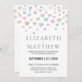 Trouwkaart met Kleurrijke Harten Elegant Aankondiging (Voorkant / Achterkant)