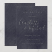 Trouwkaart met krijtbord handtekening 'Save the Da Save The Date (Voorkant / Achterkant)