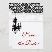 Trouwkaart met kroonluchter BW zilver Save the Dat Kaart (Voorkant / Achterkant)