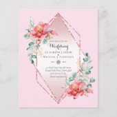 Trouwkaart met lage begroting rode roos bloemmotie (Voorkant)