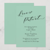 Trouwkaart met lichtgroene achtergrond en uitgeste kaart (Voorkant / Achterkant)