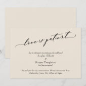 Trouwkaart met 'Liefde is Geduldig' en uitstel van Kaart (Voorkant / Achterkant)