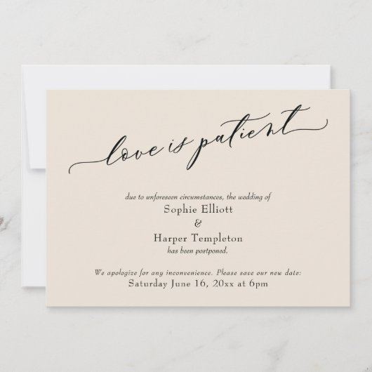 Trouwkaart met 'Liefde is Geduldig' in roomkleur m Kaart (Voorkant)