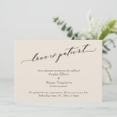 Trouwkaart met 'Liefde is Geduldig' in roomkleur m Kaart (Staand voorkant)