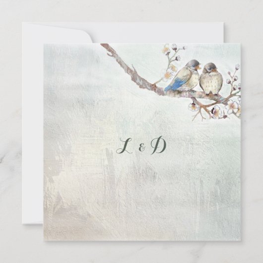 Trouwkaart met liefdesvogels op maat kaart (Achterkant)