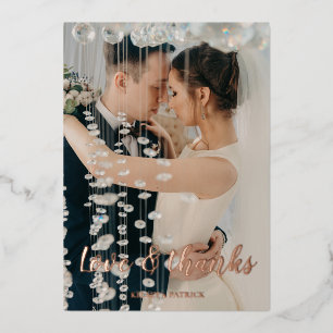 Trouwkaart met 'Love & thanks' Folie Uitnodiging