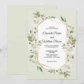 Trouwkaart met Madeliefjes en Witte Lelies Kaart (Voorkant / Achterkant)