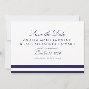 Trouwkaart met marine strepen Save the Date