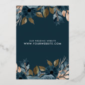 Trouwkaart met marineblauwe bloemen 'Save The Date Folie Uitnodiging (Achterkant)