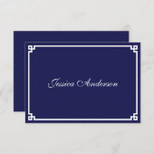 Trouwkaart met marineblauwe en witte Griekse sleut (Voorkant / Achterkant)