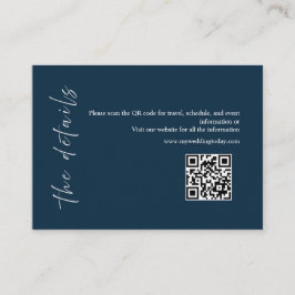 Trouwkaart met marineblauwe minimalistische detail informatiekaartje