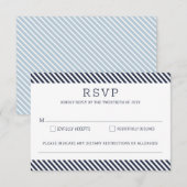 Trouwkaart met marineblauwe strepen in nautische s RSVP kaartje (Voorkant / Achterkant)
