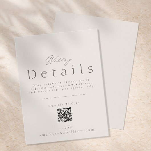 Trouwkaart met minimale details en QR-code Kaart