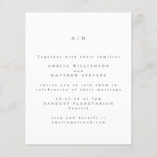 Trouwkaart met minimale monogram en chique uitstra