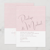 Trouwkaart met minimale roze streep kaart (Voorkant / Achterkant)