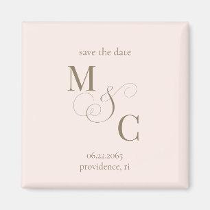 Trouwkaart met minimalistische monogram 'Save the Magneet