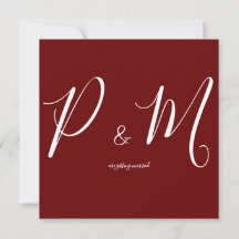 Trouwkaart met minimalistische rode en witte tinte