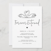 Trouwkaart met Minimalistische Script en Zwanen Kaart (Voorkant)